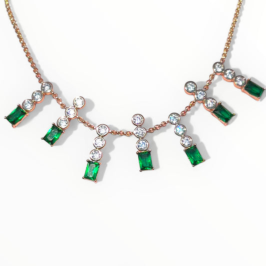 Aurelia Green 18K Rhodium Plated Necklace