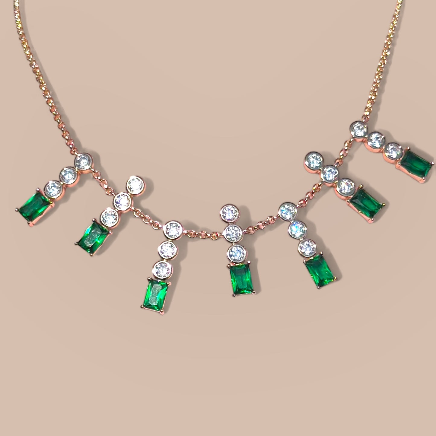 Aurelia Green 18K Rhodium Plated Necklace