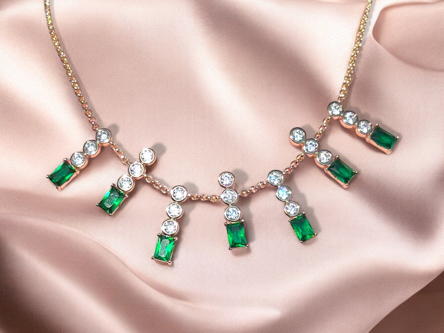 Aurelia Green 18K Rhodium Plated Necklace