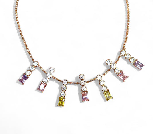 Aurelia Colorful Rhodium Plated Necklace
