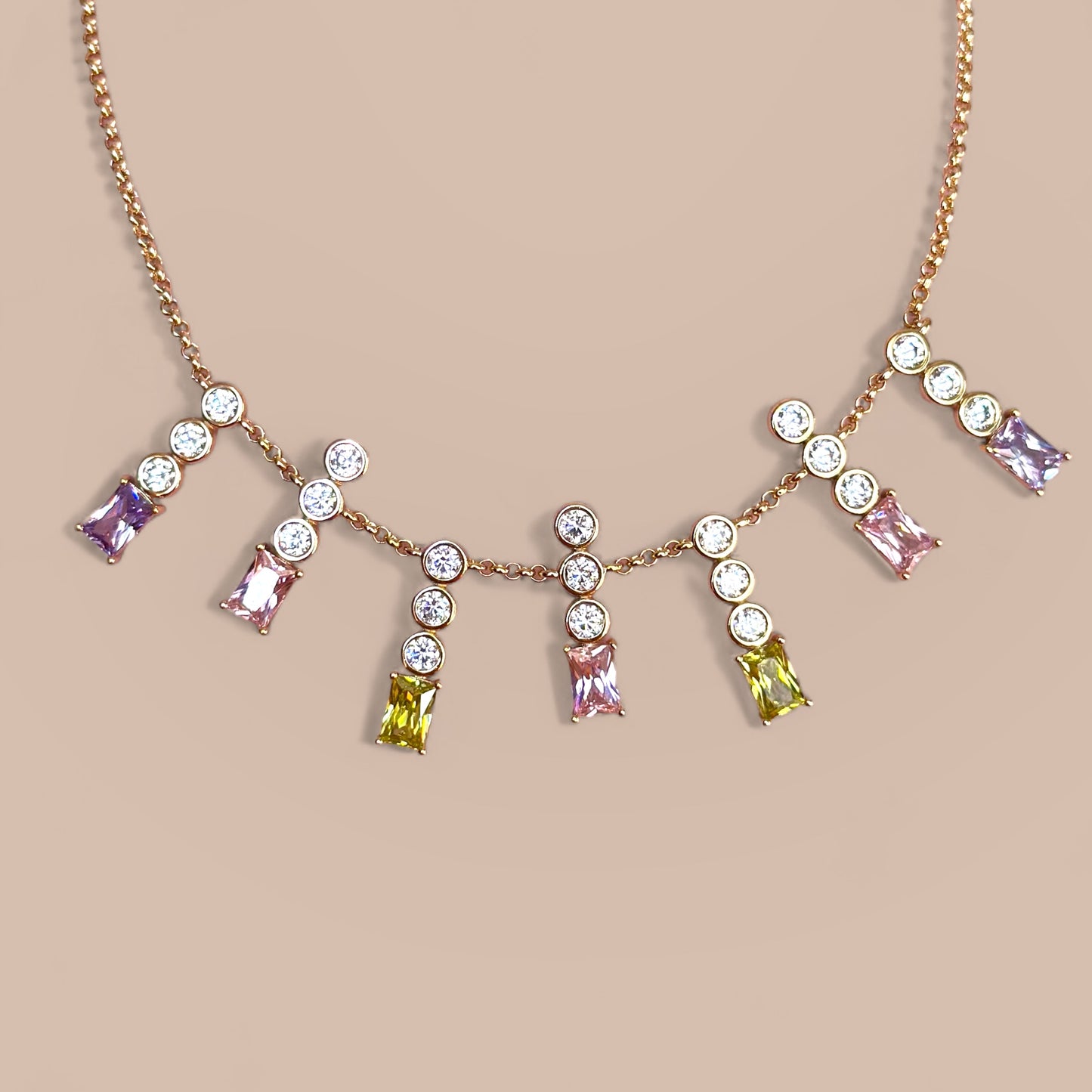 Aurelia Colorful Rhodium Plated Necklace