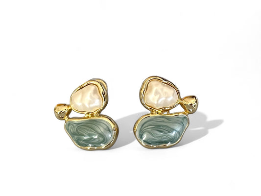 Bayard Green 14K Rhodium Plated Earrings
