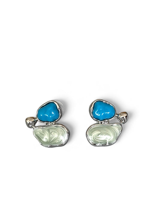 Bayard Blue 14K Rhodium Plated Earrings