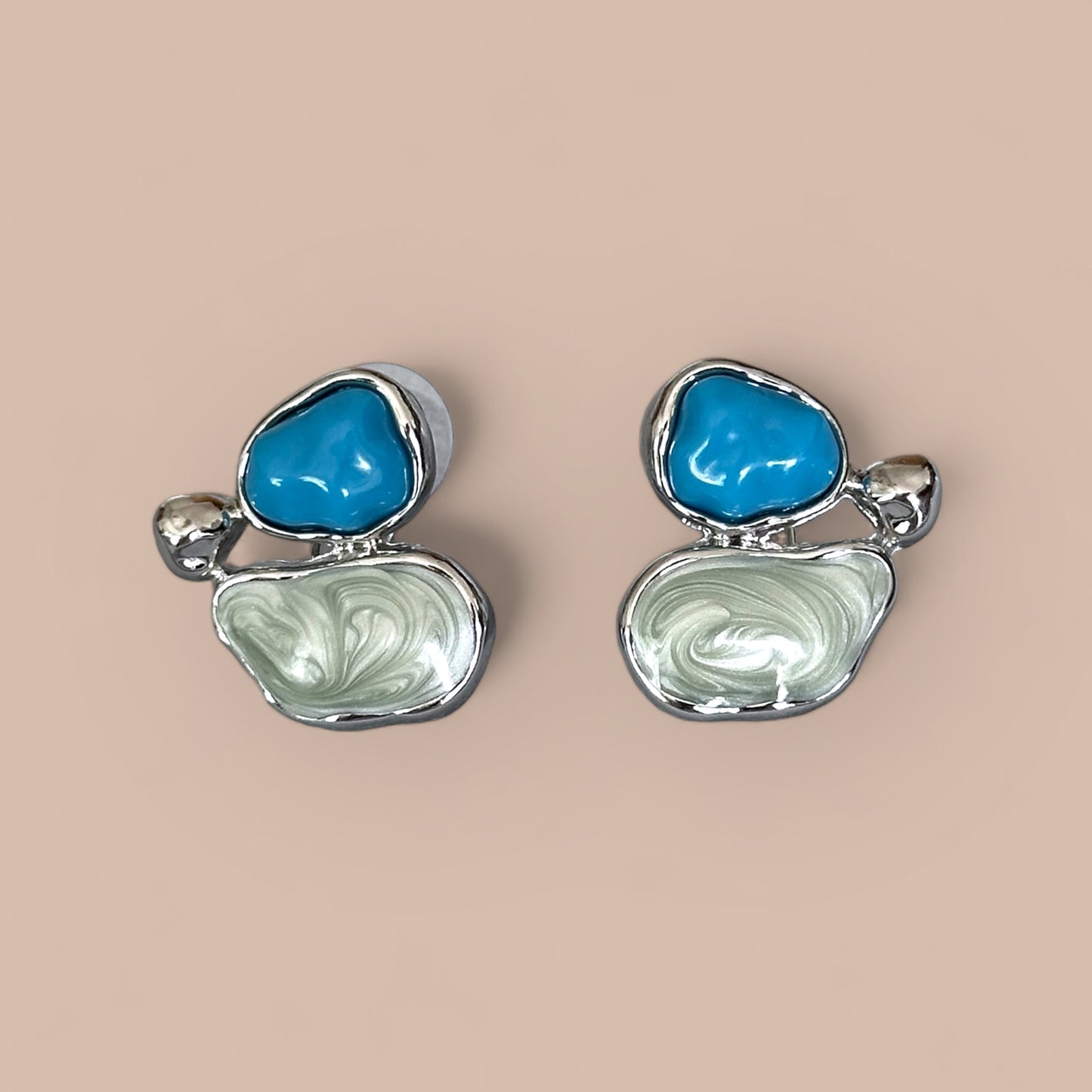 Bayard Blue 14K Rhodium Plated Earrings