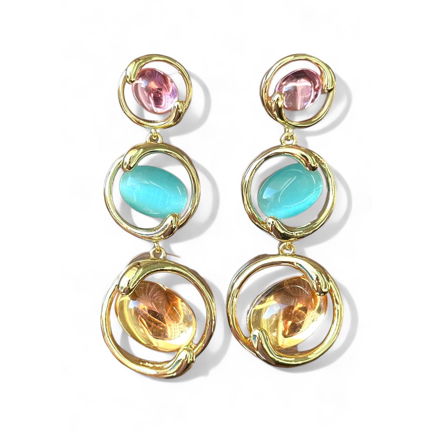 Pink Dream 14K Rhodium Plated Dangle Earrings