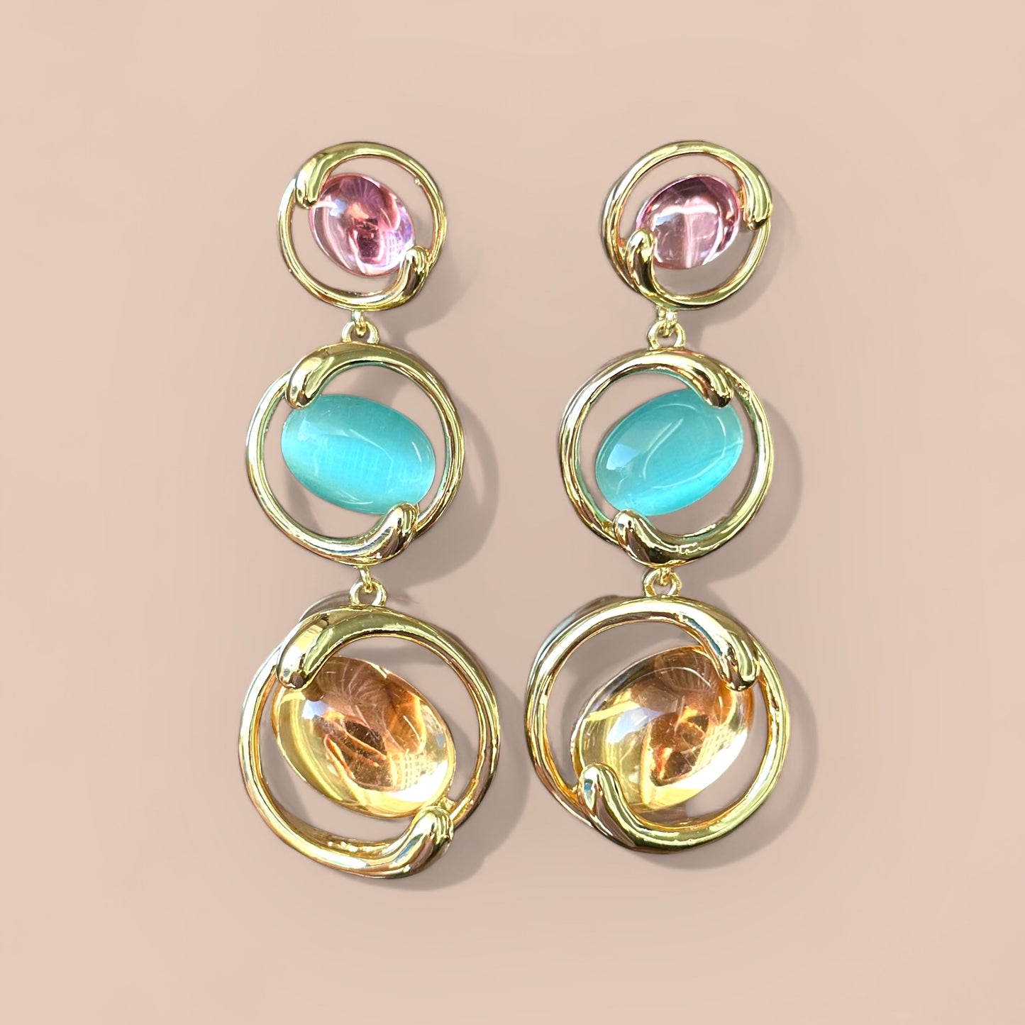 Pink Dream 14K Rhodium Plated Dangle Earrings