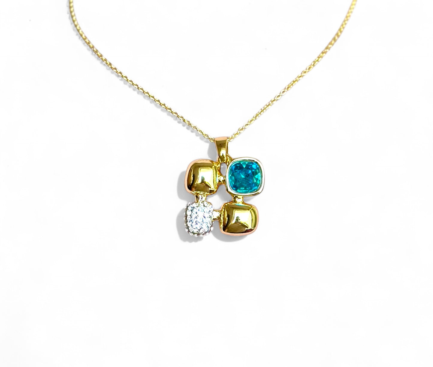 Navy 14K Rhodium Plated Swarovski Necklace