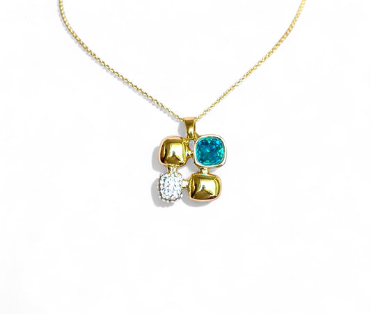 Navy 14K Rodyum Kaplama Swarovski Kolye
