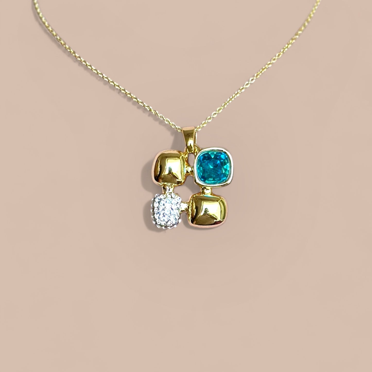 Navy 14K Rhodium Plated Swarovski Necklace