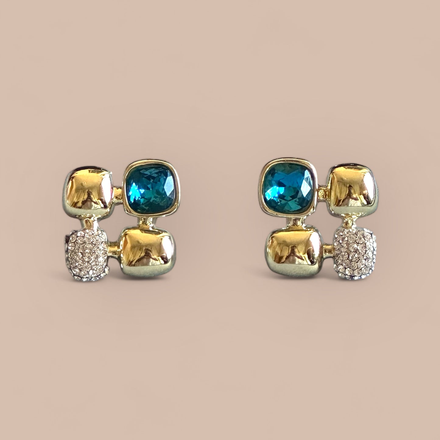 Navy 14K Rhodium Plated Swarovski Earrings