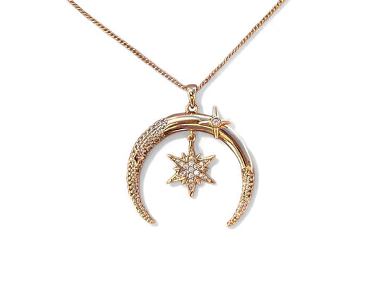 Lunar Star 18K Rhodium Plated Necklace