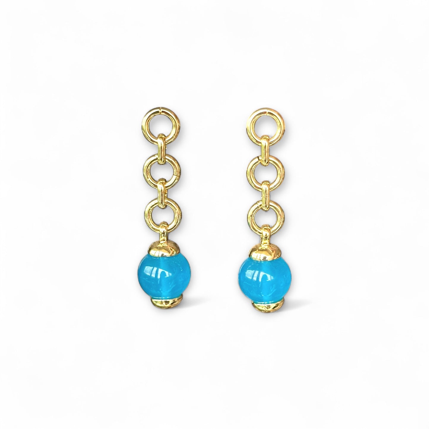 Blue Ressa 14K Rodyum Kaplama Sallantılı Küpe