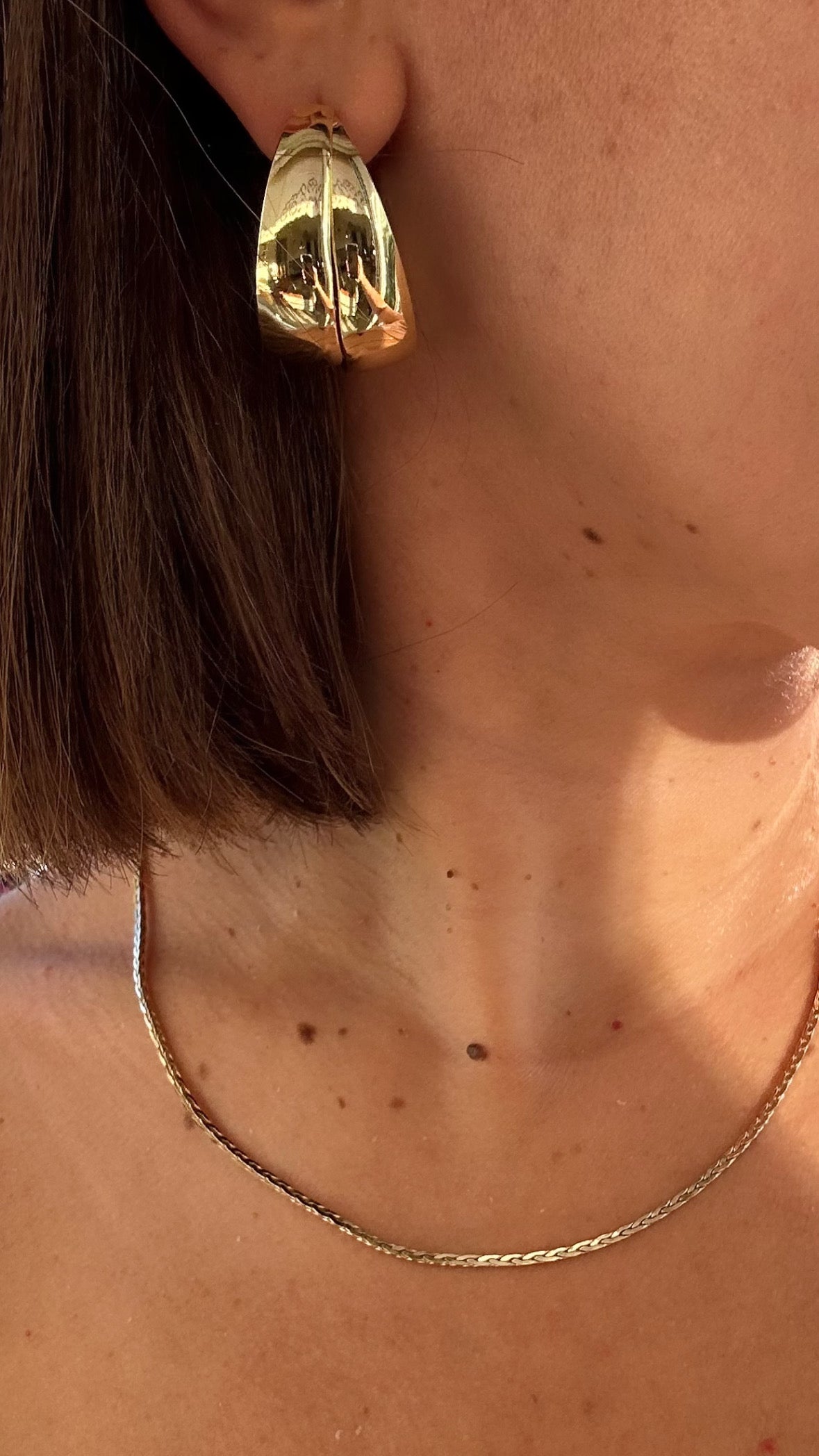 Melodie 14k Rengi Halka Rodyum Kaplama Küpe