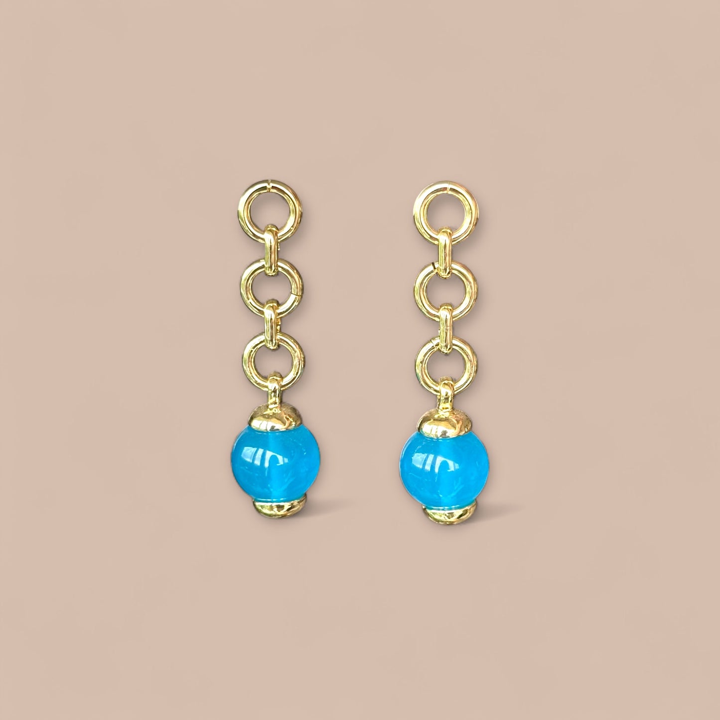 Blue Ressa 14K Rodyum Kaplama Sallantılı Küpe