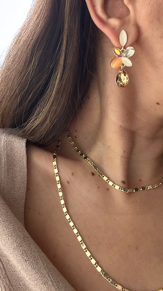 Luna 14k Rengi Rodyum Kaplama Küpe