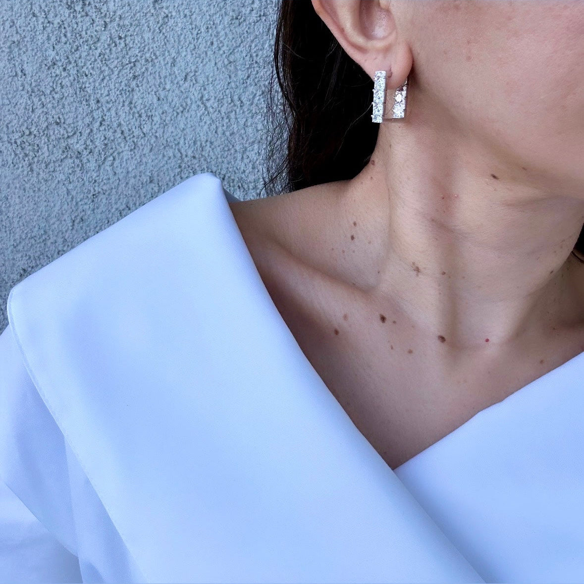 Radiant Horizon Silver Rhodium Plated Earrings