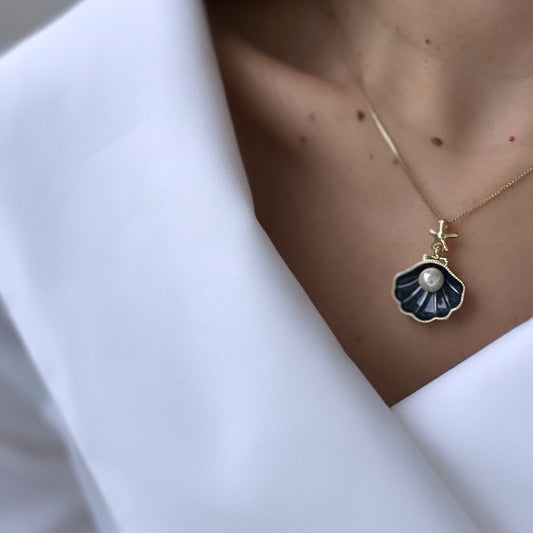 Solennea Lacivert 14k Rengi Rodyum Kaplama Kolye