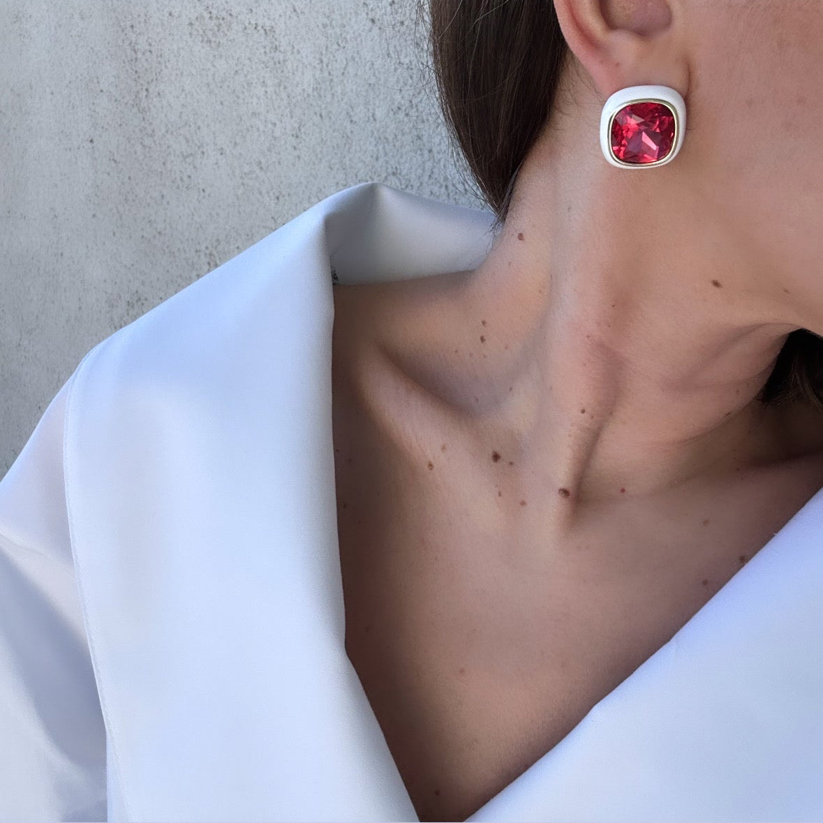 Vono Red 14k Rengi Rodyum Kaplama Küpe
