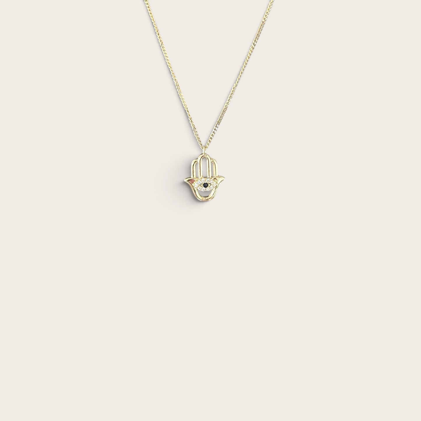 Hamsa 14k Rengi Rodyum Kaplama Kolye