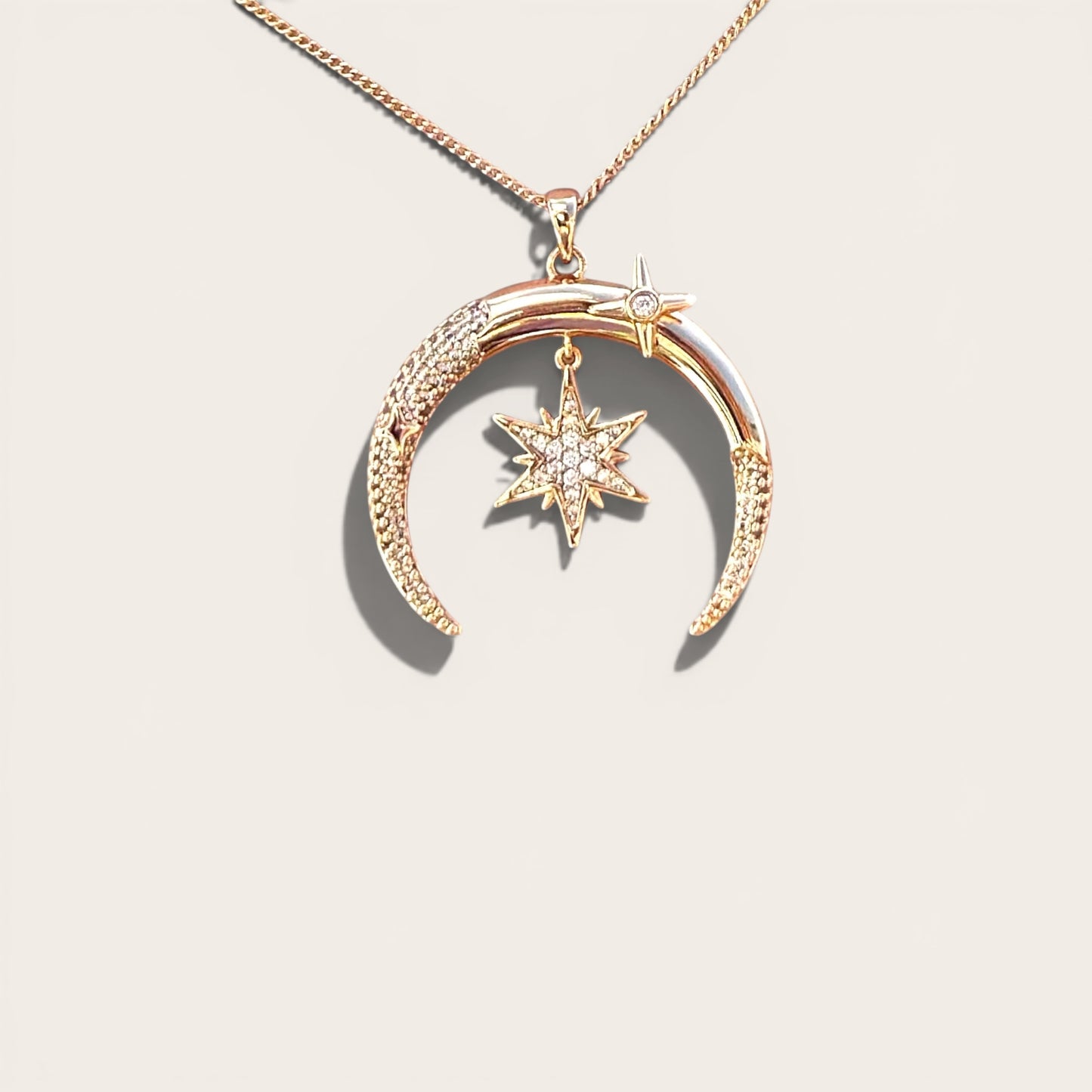 Lunar Star 18K Rhodium Plated Necklace