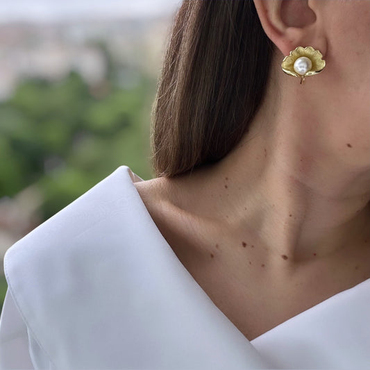 Pearl 14k Rengi Rodyum Kaplama Küpe
