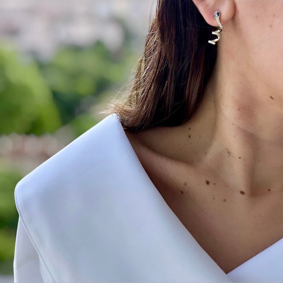 Azeline 14k Rengi Rodyum Kaplama Küpe
