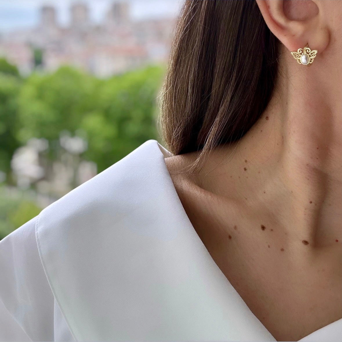 Maelis 14k Rengi Rodyum Kaplama Küpe