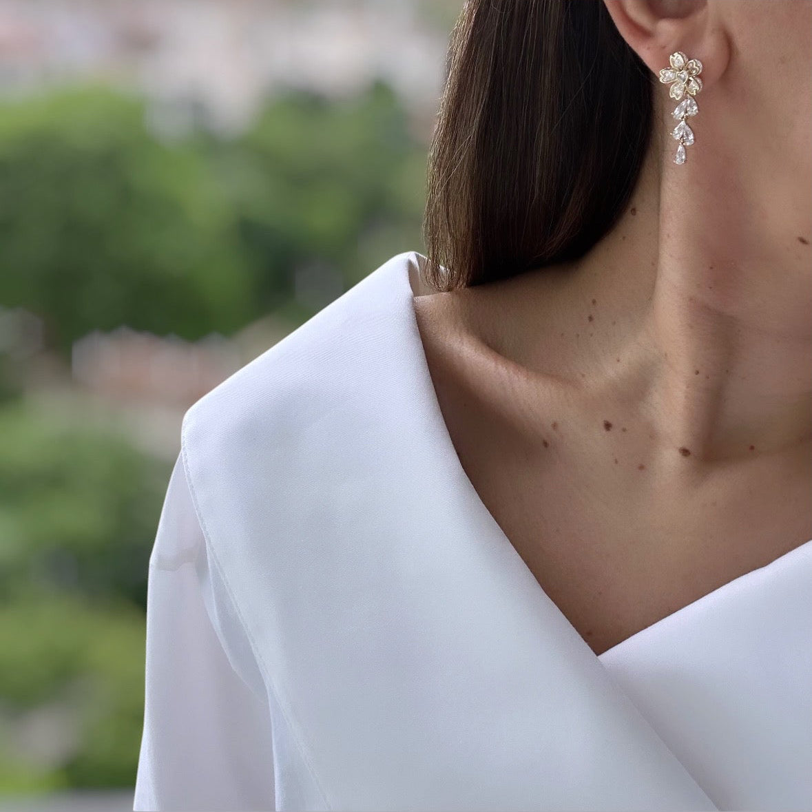 Elina 14k Rengi Rodyum Kaplama Küpe