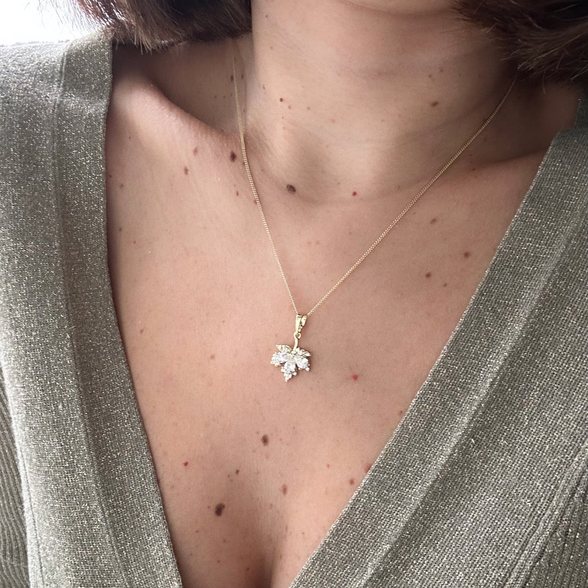 Leaf 14k Rodyum Kaplama Kolye