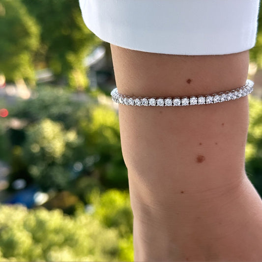 Suyolu 3mm Gümüş Rengi Rodyum Kaplama Bileklik