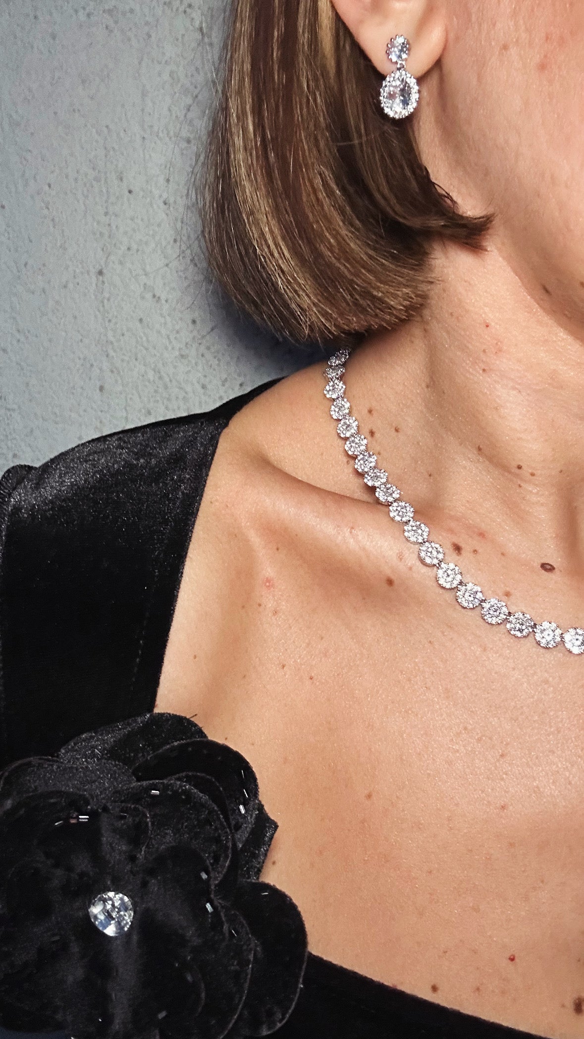 Megi Silver-Tone Rhodium Plated Necklace + Earring Set