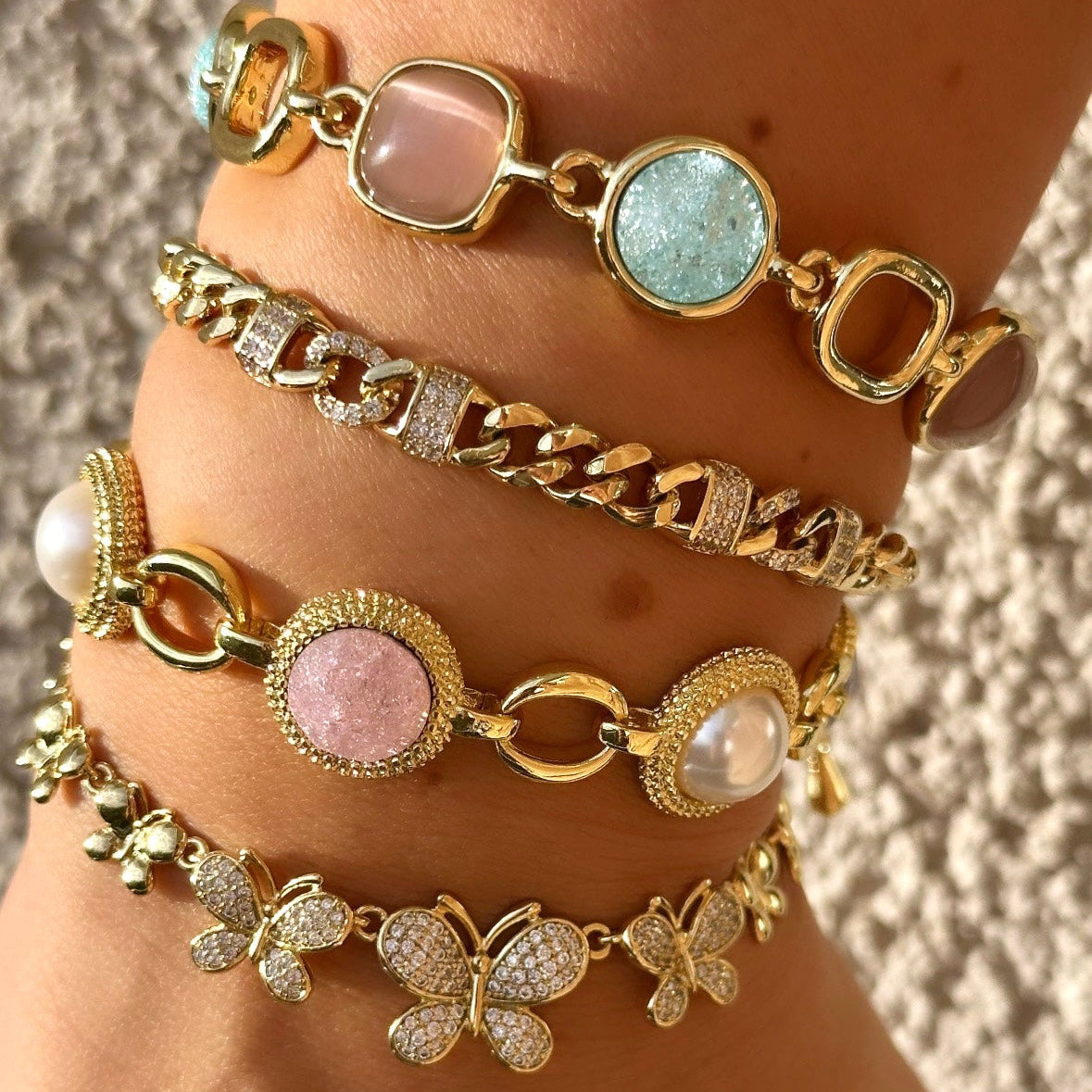 Butterfly 14K Rhodium Plated Bracelet