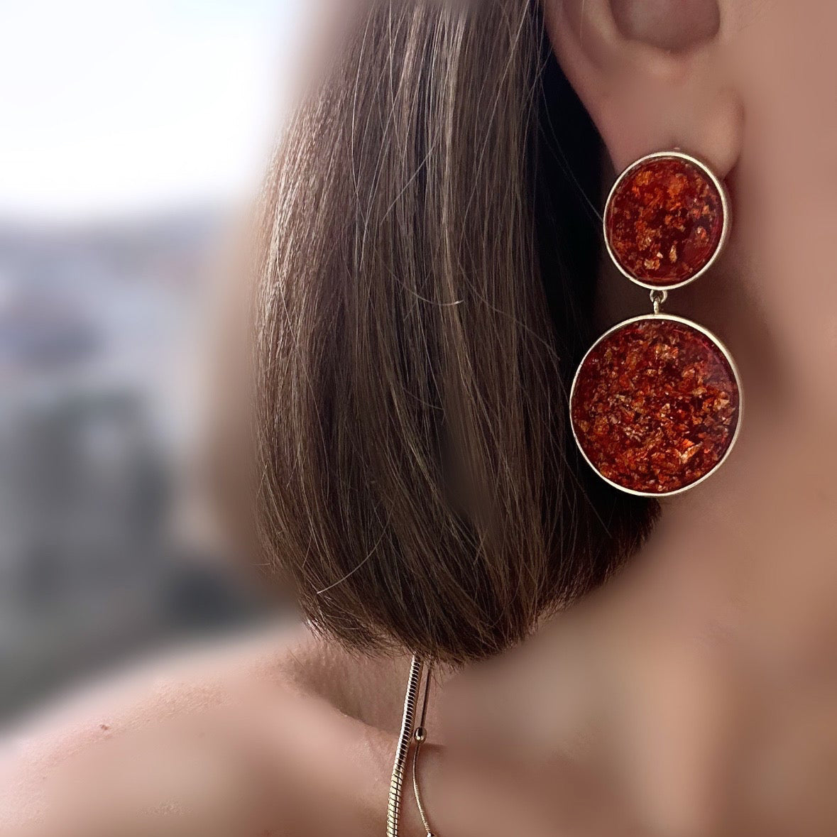Olly Orange 14k Color Rhodium Plated Earring