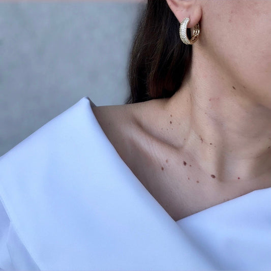 Siren 14k Rengi Rodyum Kaplama Halka Küpe
