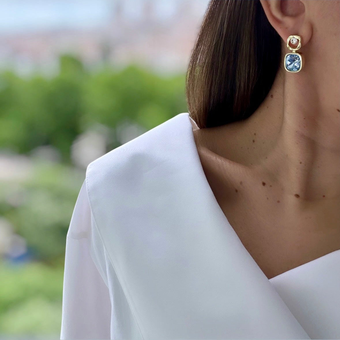 Blue Devvy 14k Rengi Rodyum Kaplama Küpe