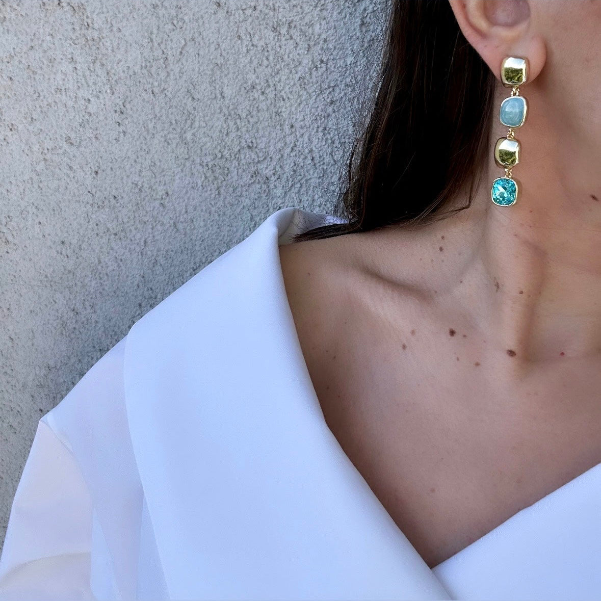 Blue Mano 14K Rhodium Plated Dangle Earrings