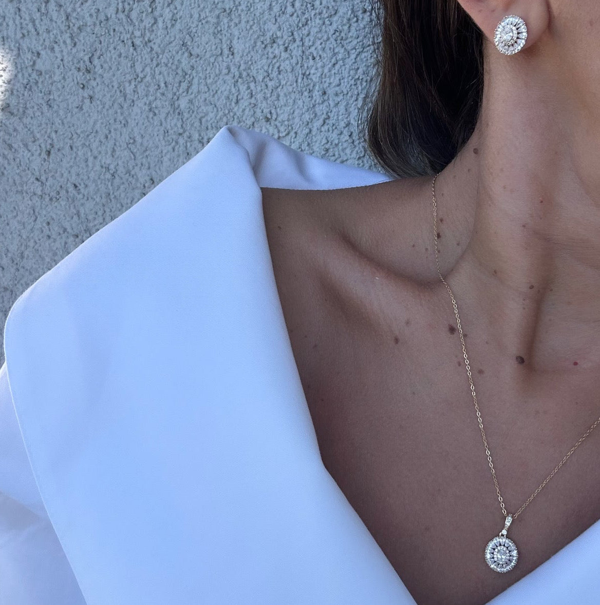 Arous 14k Rhodium Plated Set