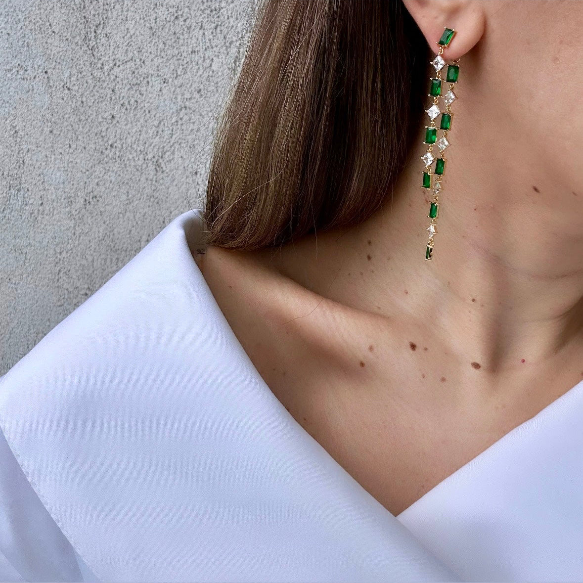 Lush Veil Rhodium Plated Dangle Earrings