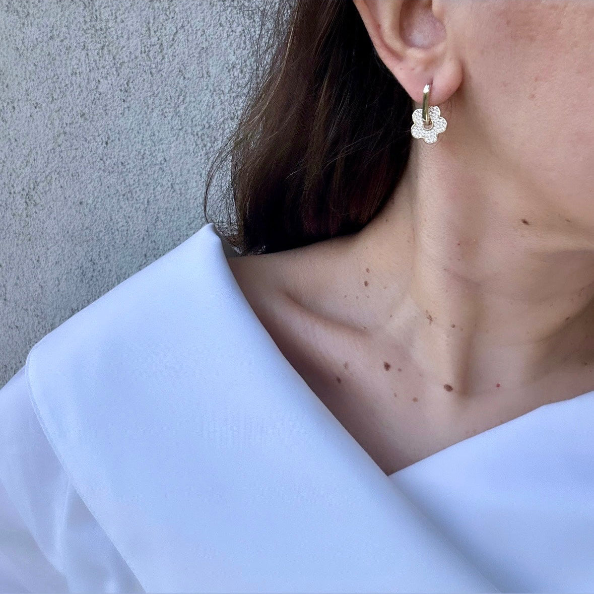 Cressida 14k Rengi Rodyum Kaplama Küpe