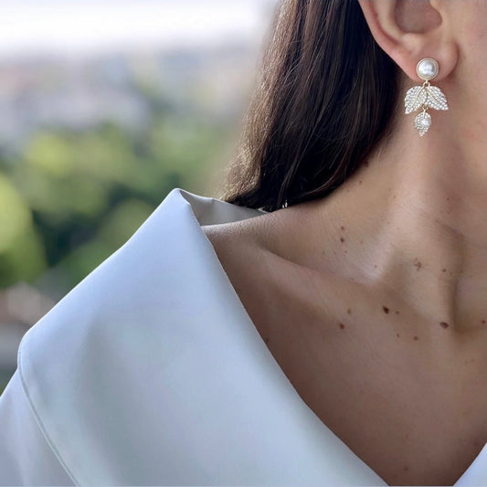 Narella 14k Rhodium Plated Earrings