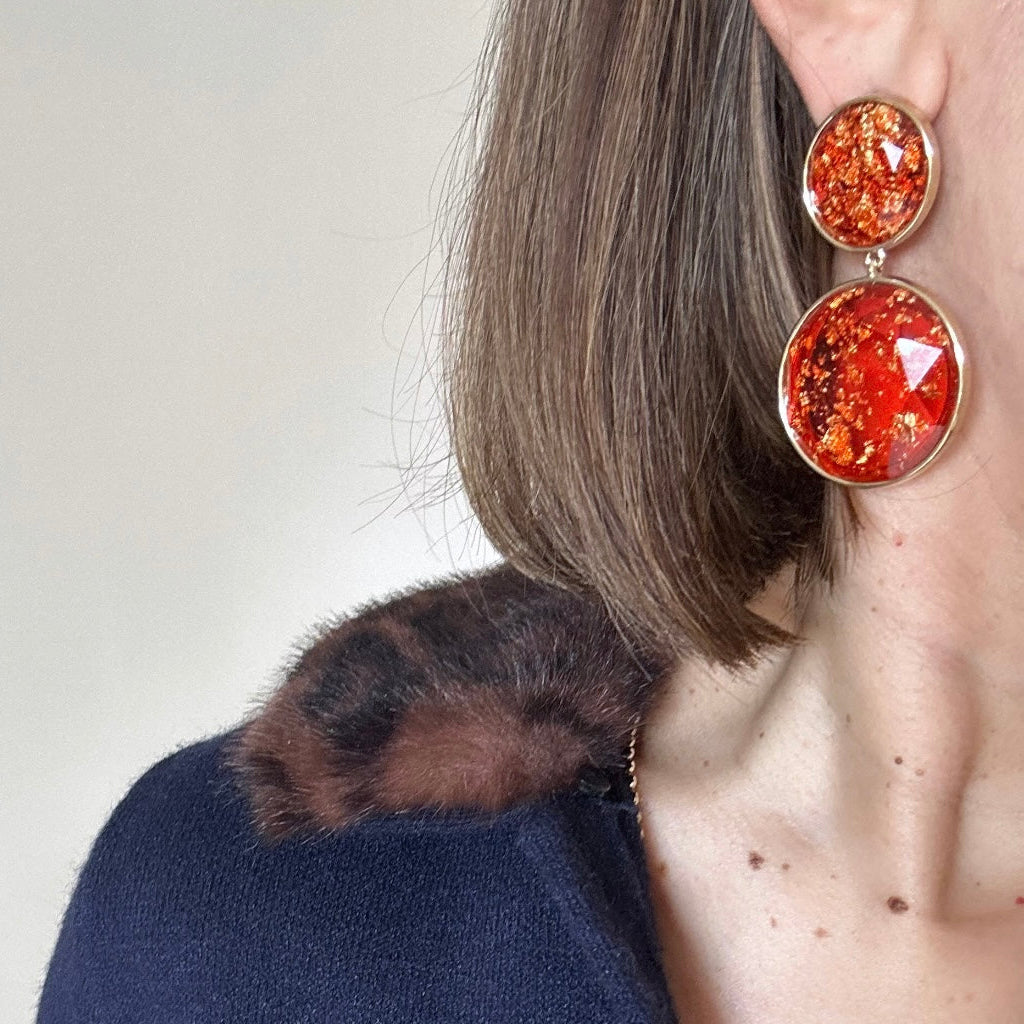Olly Orange 14k Color Rhodium Plated Earring