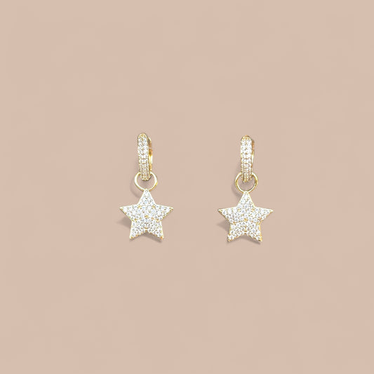 Star 14K Rodyum Kaplama Sallantılı Küpe