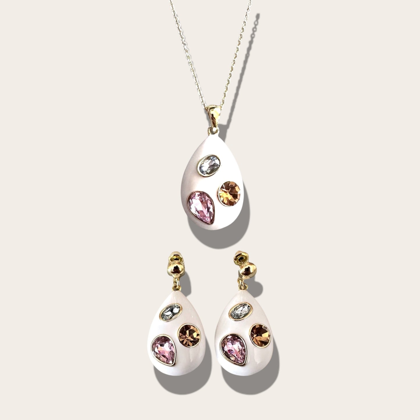 Coral Elegance Gold Color Rhodium Plated Set