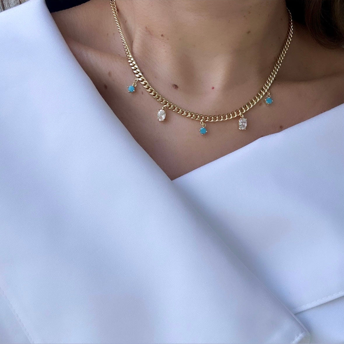 Blue Sona 14k Color Necklace