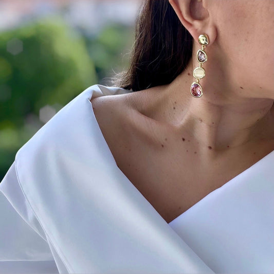 Essena 14K Rodyum Kaplama Sallantılı Küpe