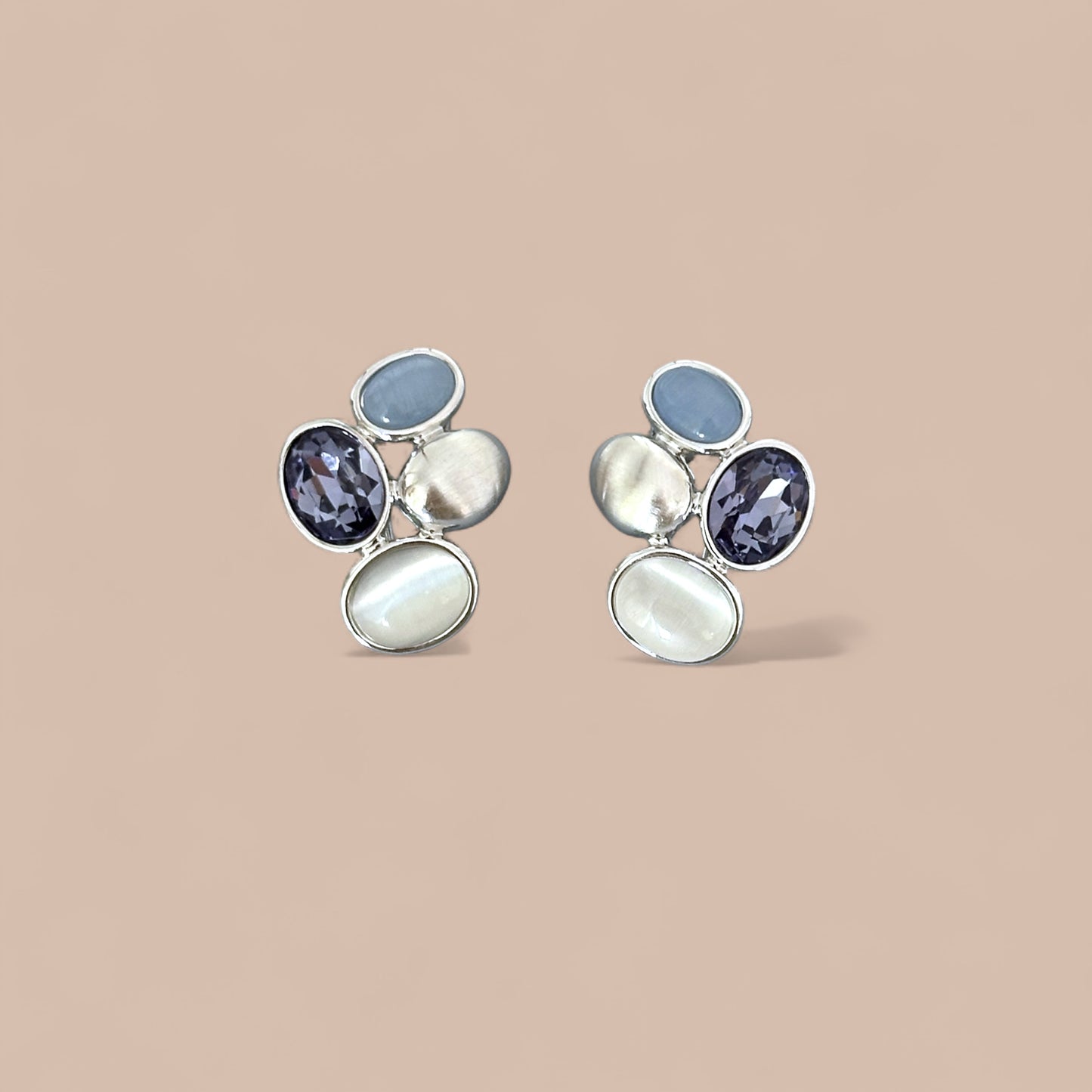 Lunare Rhodium Plated Earrings