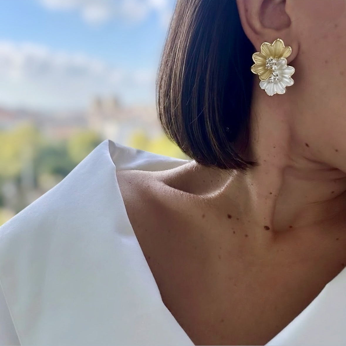 Desire Beyaz 14k Rengi Rodyum Kaplama Küpe