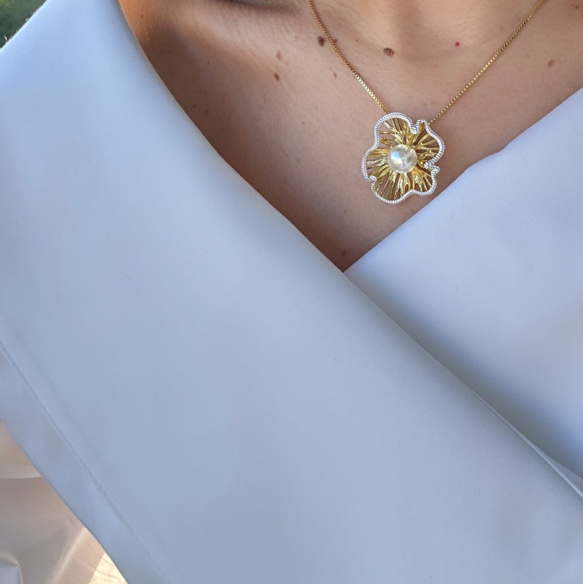 Calithra 14k Rhodium Plated Necklace