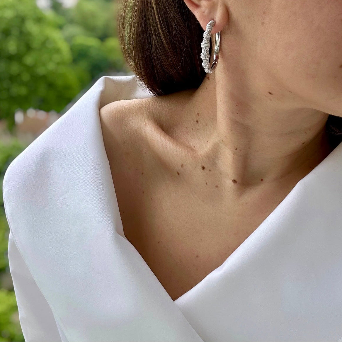 Fellis Silver Rhodium Plated Hoop Earrings