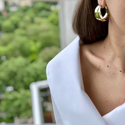 Melodie 14k Color Rhodium Plated Hoop Earrings